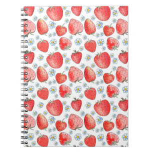 Carnet Motif de fraise fraîche et lumineuse. Eau