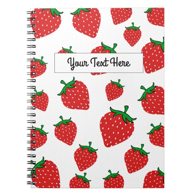 Carnet Motif de fraise mûre personnalisé (Devant)