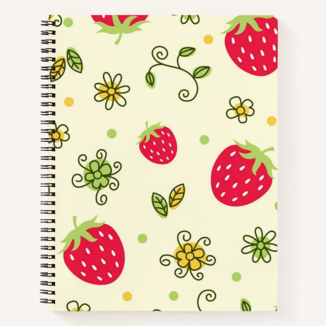 Carnet Motif de fraises (Devant)