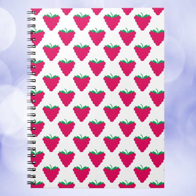 Carnet Motif de framboise fruit baie (A notebook with a pattern of pink raspberries)