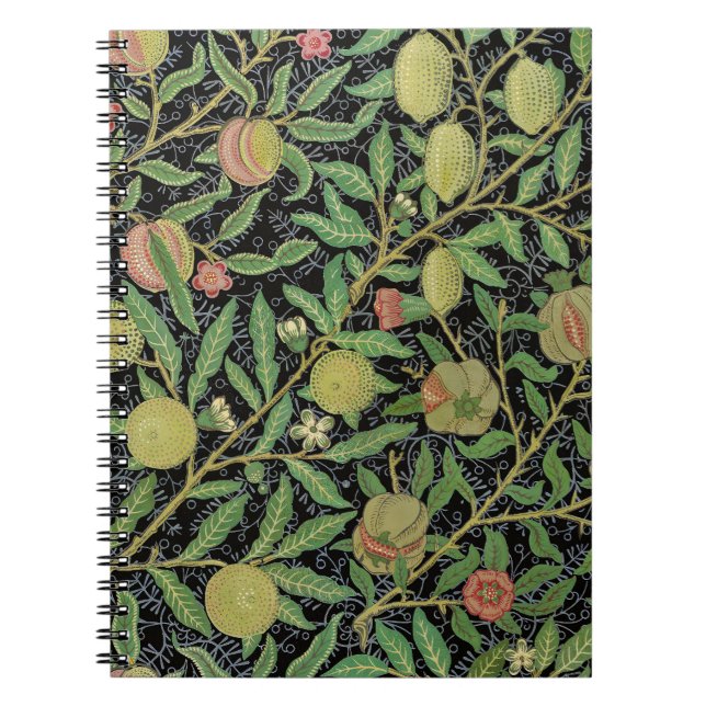 Carnet Motif de fruit de grenade sombre de William Morris (Devant)