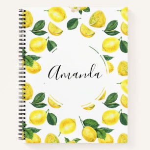 Carnet Motif de fruits aux citrons jaunes