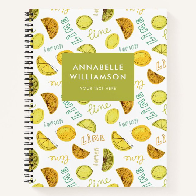 Carnet Motif de fruits citriques citron et lime (Devant)