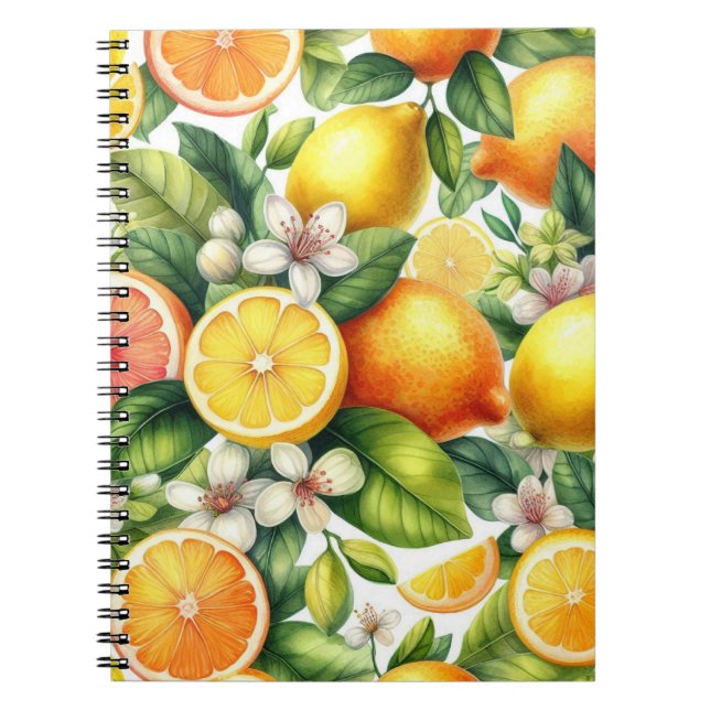 Carnet Motif de fruits d'agrumes à l'aquarelle (Devant)