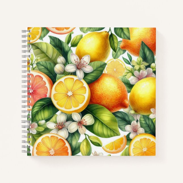 Carnet Motif de fruits d'agrumes à l'aquarelle (Devant)