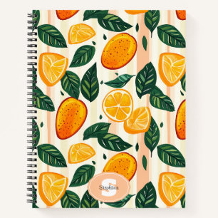 Carnet Motif de fruits d'agrumes avec Feuilles verts