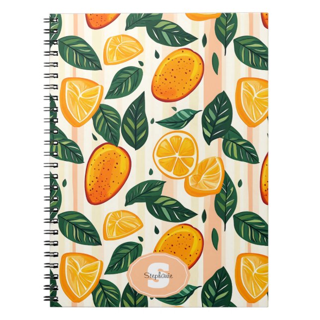 Carnet Motif de fruits d'agrumes avec Feuilles verts (Devant)