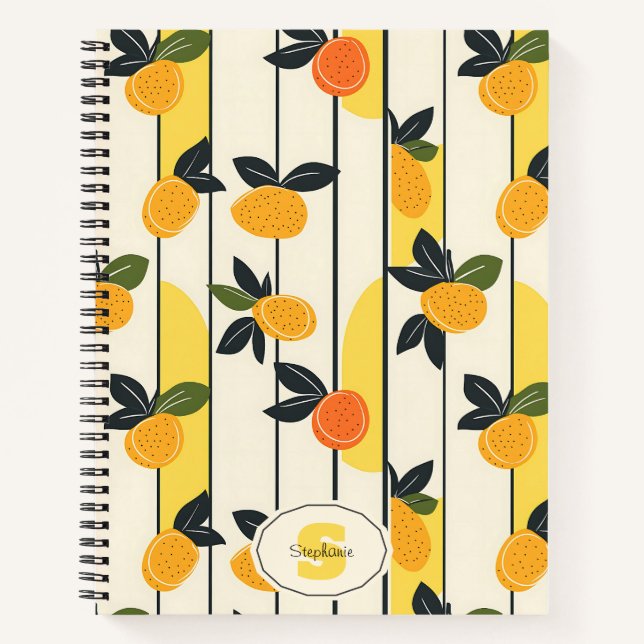 Carnet Motif de fruits d'agrumes avec Feuilles verts (2) (Devant)