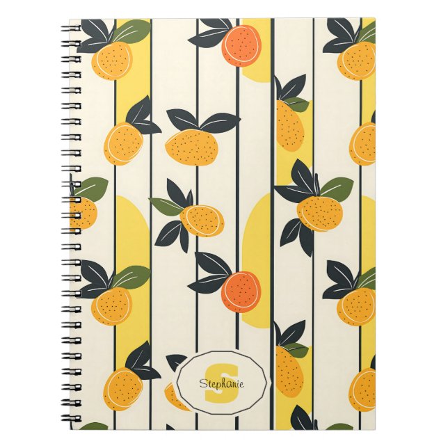Carnet Motif de fruits d'agrumes avec Feuilles verts (2) (Devant)