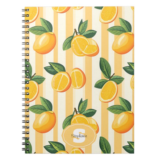 Carnet Motif de fruits d'agrumes avec Feuilles verts (3) (Devant)