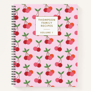 Carnet Motif de fruits de cerise personnalisé rouge rose