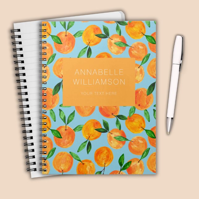 Carnet Motif de fruits d'oranges de agrumes personnalisé (Citrus orange summer fruit personalized notebook)
