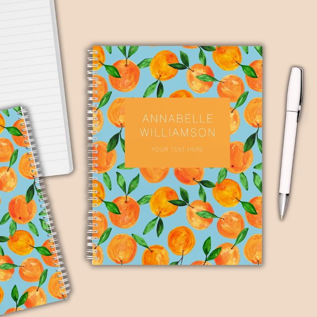 Carnet Motif de fruits d'oranges de agrumes personnalisé (Citrus orange summer fruit deluxe spiral notebook)