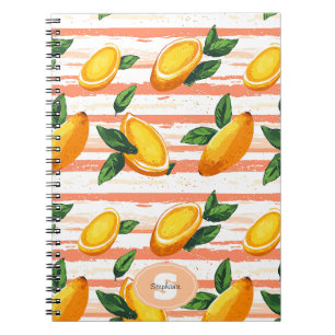 Carnet Motif de fruits Mango avec Feuilles verts