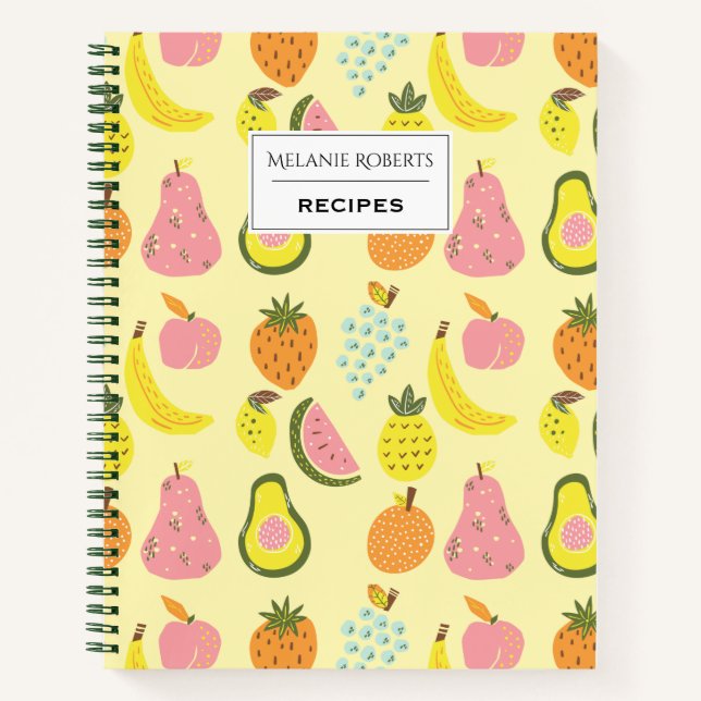 Carnet Motif de fruits tropicaux moderne Recette personna (Devant)