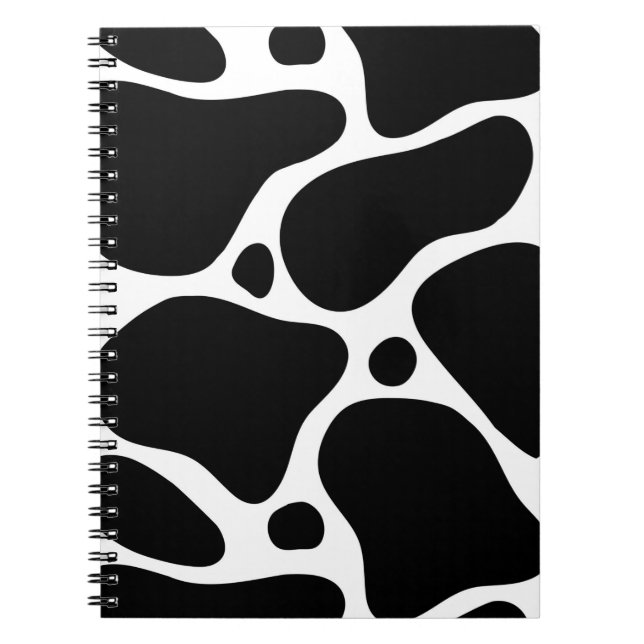 Carnet Motif de girafe abstraite noir et blanc (Devant)