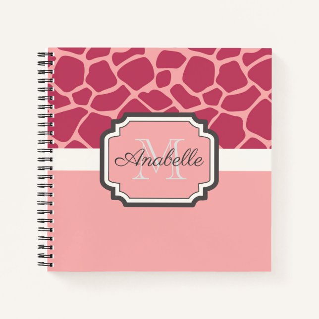 Carnet Motif de girafe rose (Devant)