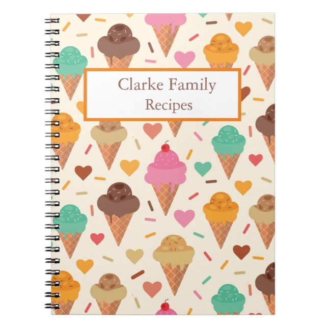 Carnet Motif de glace personnalisé  recettes de famille  (Devant)