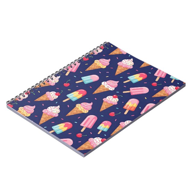 Carnet Motif de glace, popsicles et cerises (Côté gauche)