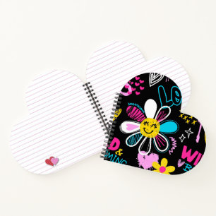 Carnet Motif de graffiti de fleur smiley coloré
