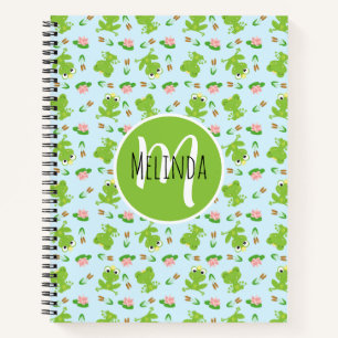 Carnet Motif de grenouilles mignonnes sur fond bleu vif