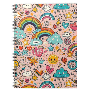 Carnet Motif de gribouillage arc-en-ciel mignon