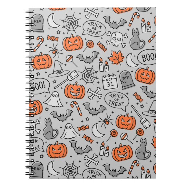 Carnet Motif de gribouillis d'Halloween pour enfants mign (Devant)