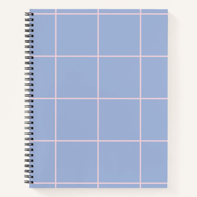 Carnet Motif de grille bleu clair et rose (Devant)