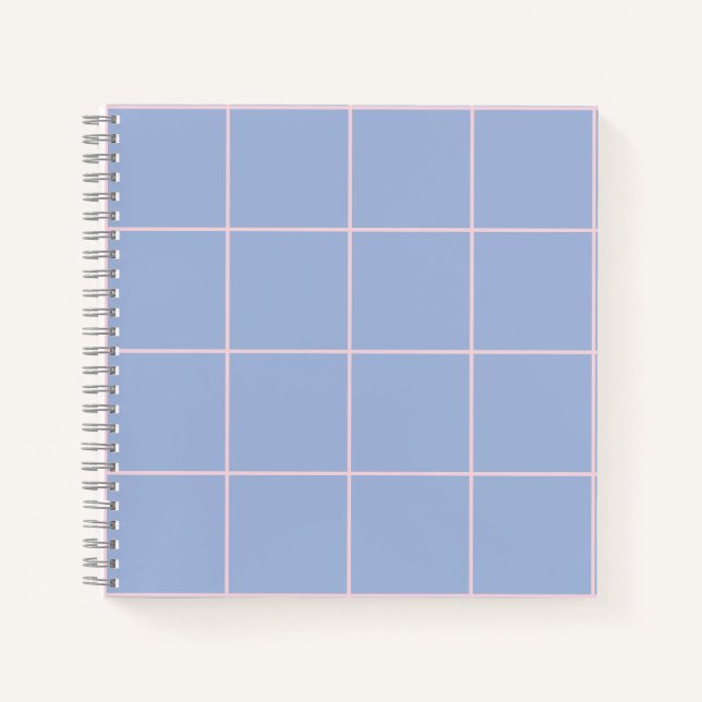 Carnet Motif de grille bleu clair et rose (Devant)