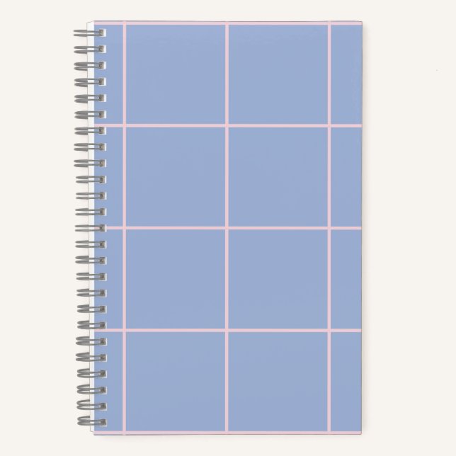 Carnet Motif de grille bleu clair et rose (Recto)