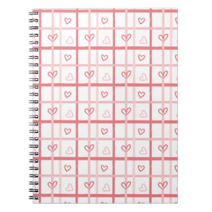 Carnet Motif de grille de cœur rose mignon