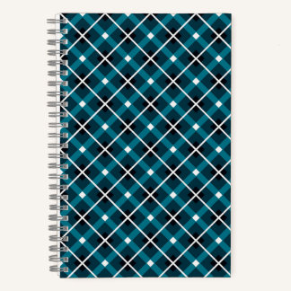 Carnet Motif de grille géométrique turquoise et Marine