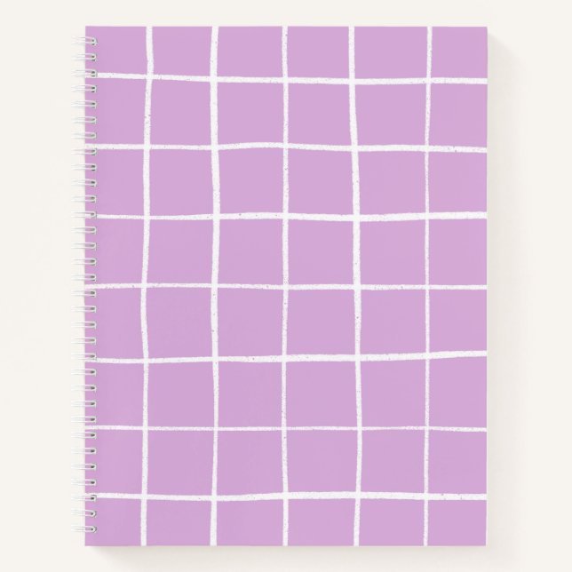 Carnet Motif de grille moderne violet et blanc (Devant)
