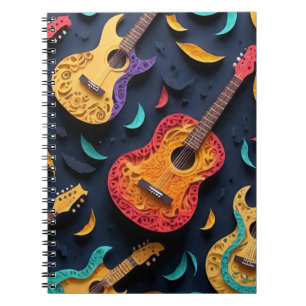 Carnet Motif de guitare coloré