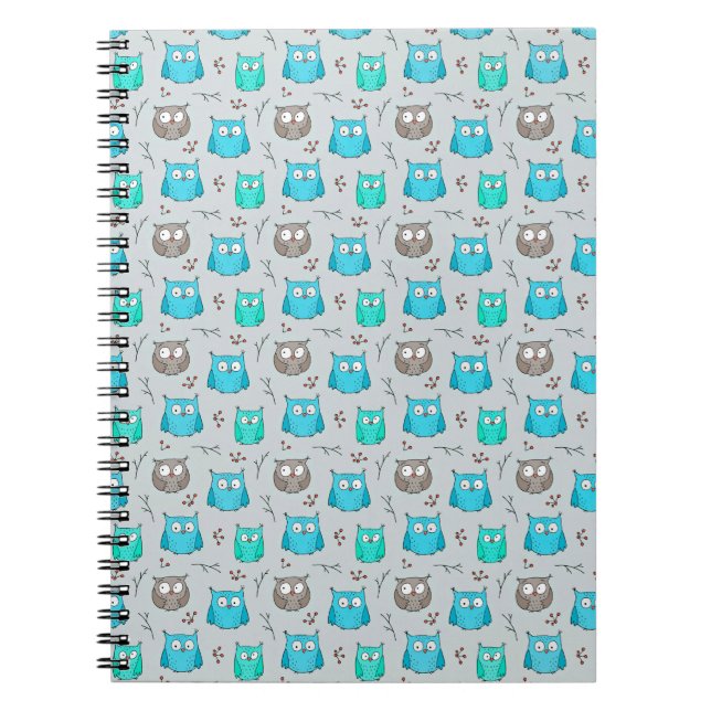 Carnet Motif de hibou non répété (Devant)