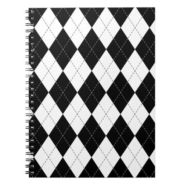 Carnet Motif de Jacquard géométrique noir blanc (Devant)