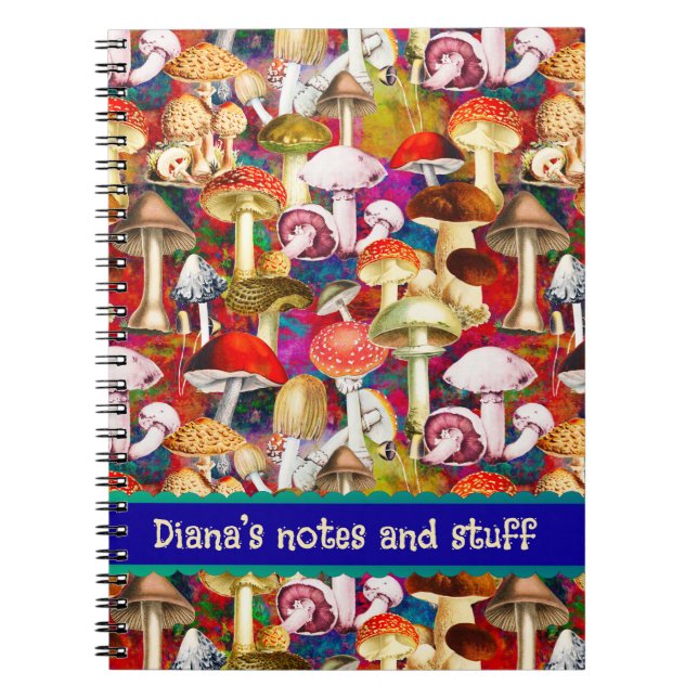 Carnet Motif de jardin de champignons de champignons roug (Devant)