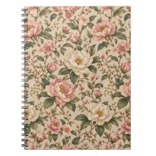 Carnet Motif de jardin de pivoines et de roses romantique