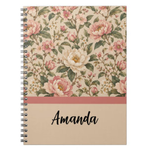 Carnet Motif de jardin de pivoines et de roses romantique