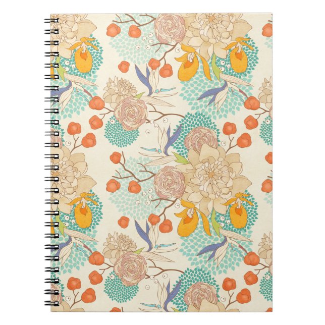 Carnet Motif de jardin fleuri coloré (Devant)
