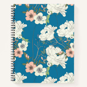 Carnet Motif de jardin floral blanc