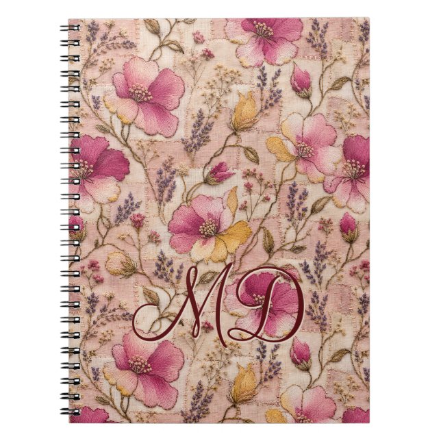 Carnet Motif de jardin floral Rose délicate (Devant)