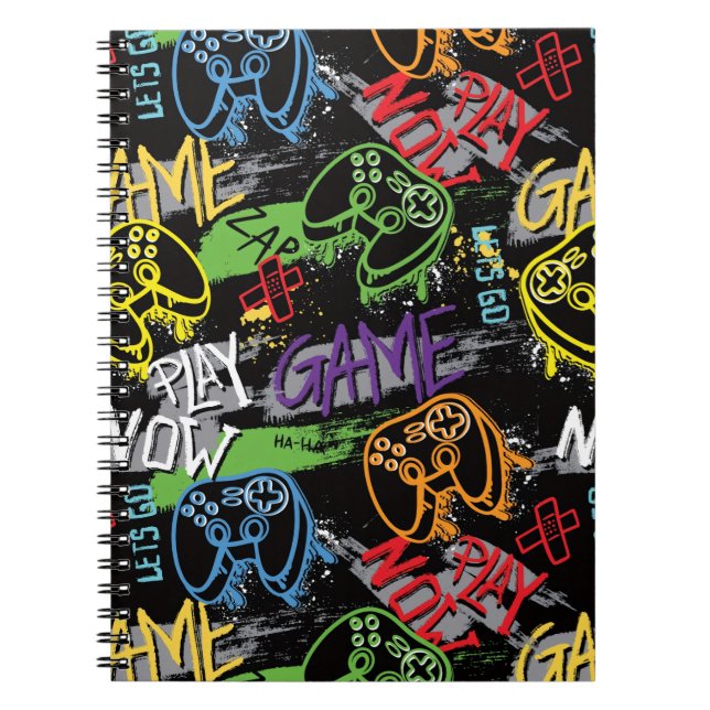 Carnet Motif de jeu graffiti néon (Devant)