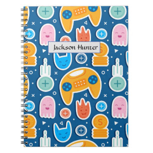 Carnet Motif de jeu vidéo bleu enfants 