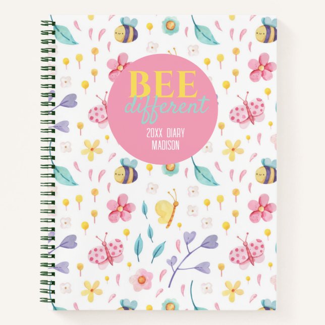 Carnet Motif de jolies abeilles | Citation abeille différ (Devant)
