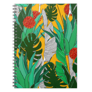 Carnet Motif de jungle d'été aux couleurs vives. Jungle s