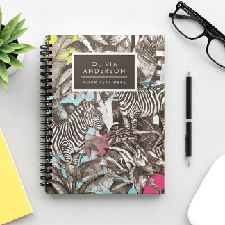 Carnet Motif de jungle zèbre mixte coloré vibrant