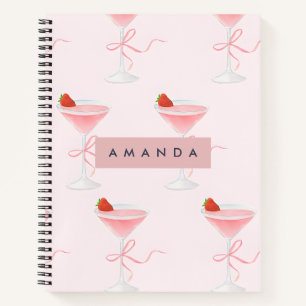 Carnet Motif de jus de fraise Cute Pastel personnalisé