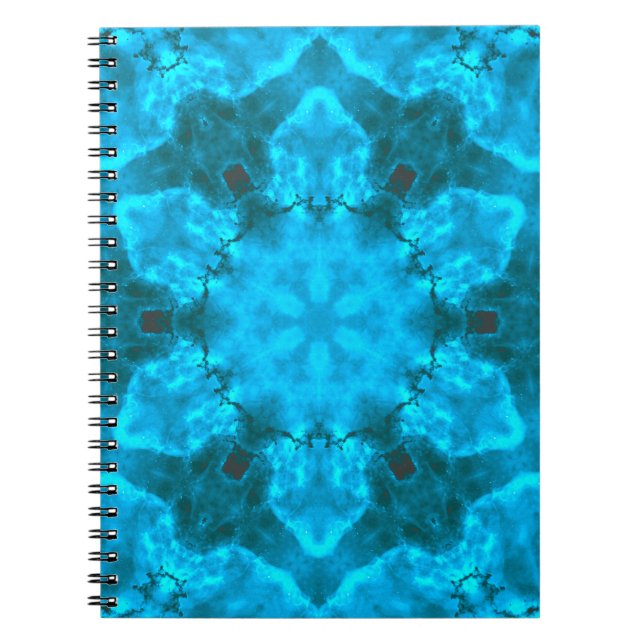 Carnet Motif de kaléidoscope bleu glace givrée (Devant)