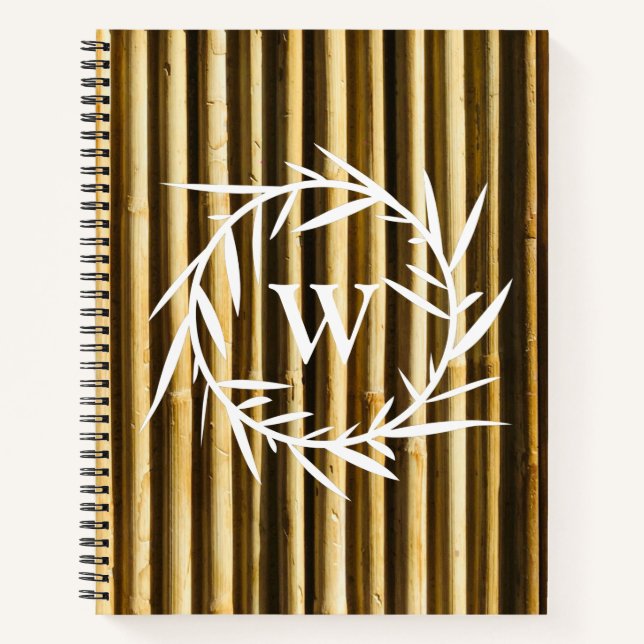 Carnet Motif de lignes verticales de monogramme en bambou (Devant)